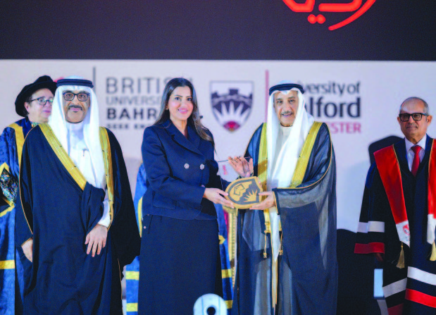 <p>Deputy Prime Minister Shaikh Khalid bin Abdulla Al Khalifa attended the 2025 graduation ceremony of the British University of Bahrain, held at the Bahrain International Circuit (BIC) in Sakhir. The ceremony was attended by members of the Royal Family, Education Minister and Higher Education Council chairman Dr Mohammed Mubarak Juma and British Ambassador Alastair Long.</p>
<p>Shaikh Khalid praised the role of the Higher Education Council in monitoring and enhancing the quality of university education.</p>
<p>He congratulated the graduates wishing them success in their future careers.</p>